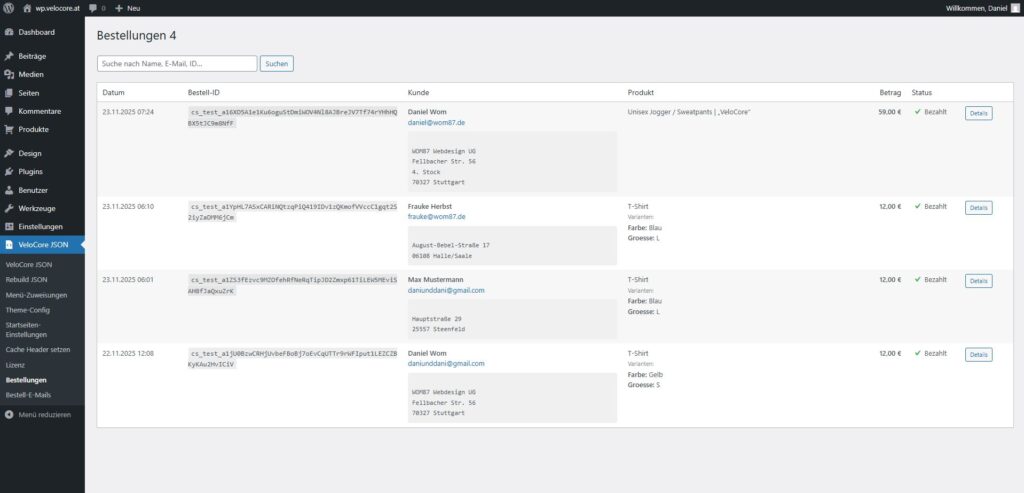 Bestellungen ansehen