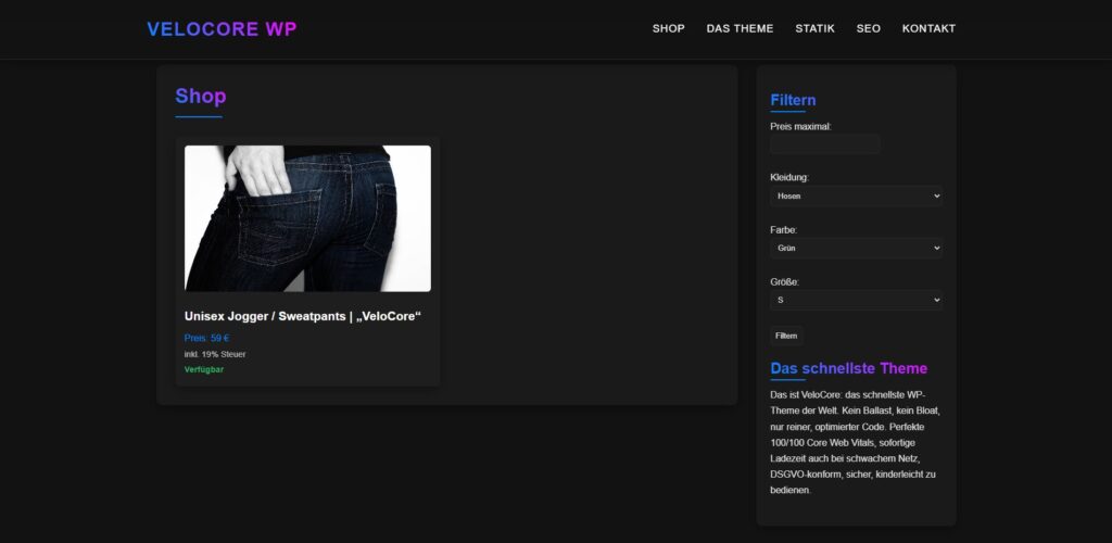 Produkt-Übersicht mit Kategoriefilter