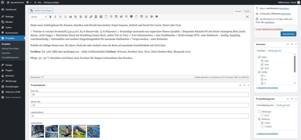 Produktkategorien ins Produkt integrieren