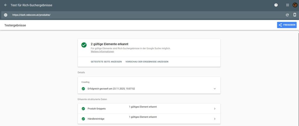 Rich-Snippets der Shopübersicht
