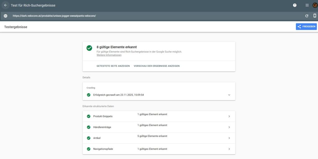 Rich-Snippets des Produktes