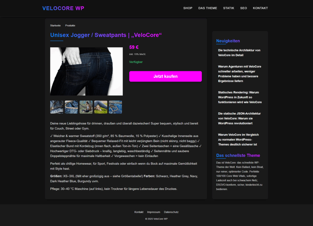 Shop Produkt Detailansicht