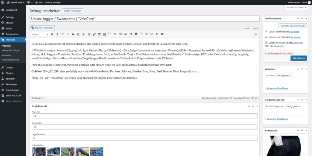 Shop Produkt anlegen