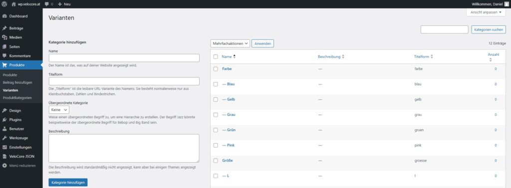Varationen hinzufügen