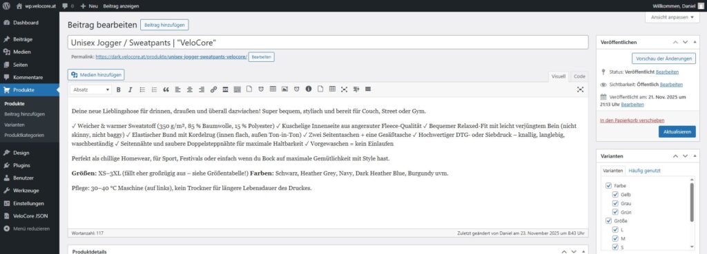Weitere Varianten hinzufügen